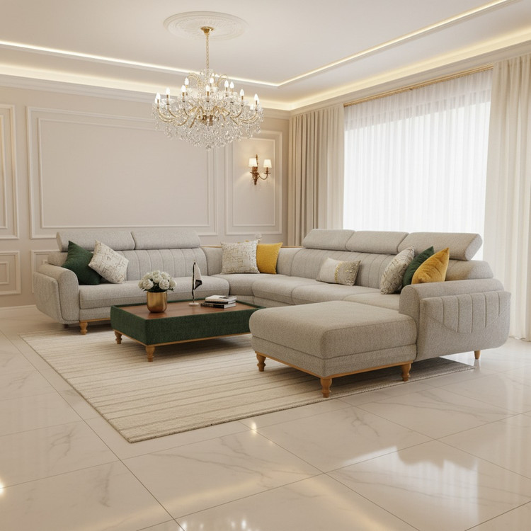 مبل ال راحتی ۱۰ نفره آپشنال طراحی خاص اسفنج ۳۵ کیلویی و ۲۴ ماه گارانتی